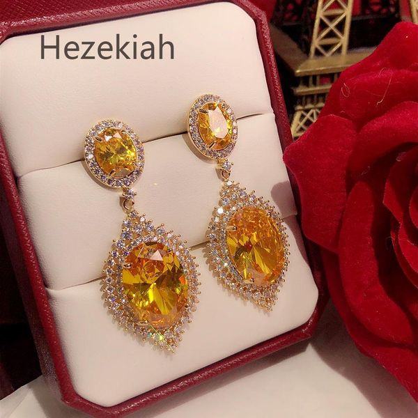 

hezekiah s925 tremella needle earrings personality fashion women's eardrop dance party superior quality yellow earrings female, Golden