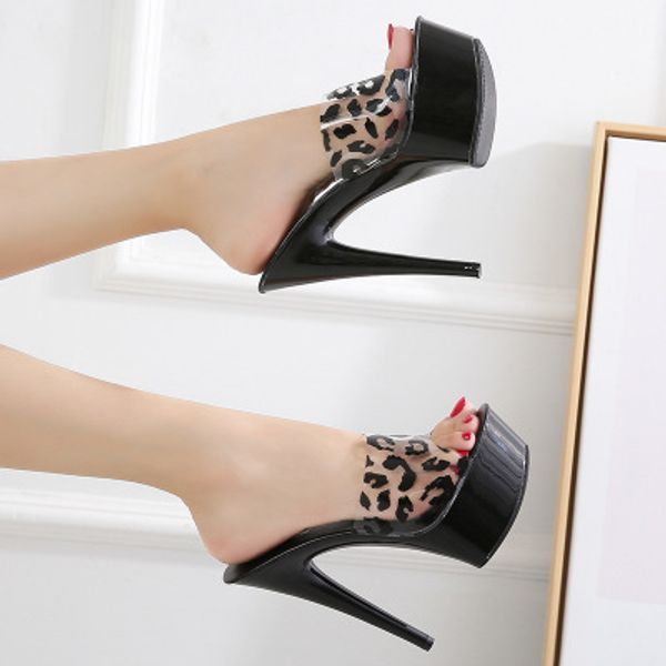 

женщины трусы stilettos супер высокие каблуки 14см водонепроницаемый fishmouth сандалии прозрачный кристалл свадебная обувь y200628, Black