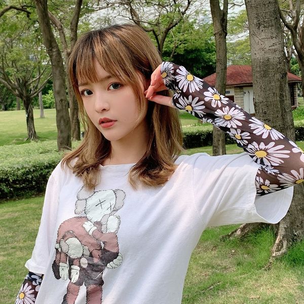 

летний шелковый солнцезащитный крем рука студентка вооружить новый корейский лед стиля рукава элегантного езды солнцезащитного крема рукав, Black