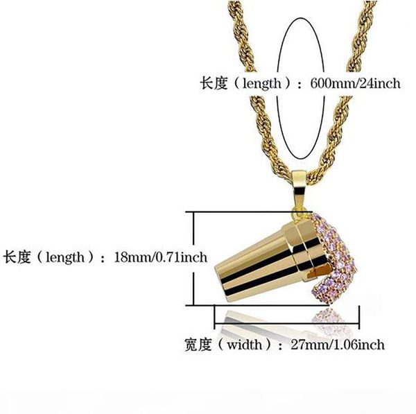 

k Ѭозовй пили подвека золоо cz bling bling shine hip hop ожеѬеле иѬконий 3d подвека 24inch, Silver
