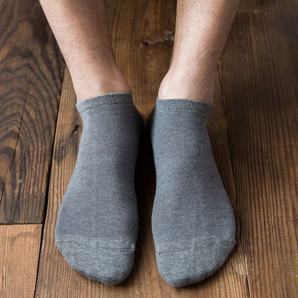 

new man socks breathable sports socks solid color boat comfortable combed cotton ankle sock 10 pairs, Black