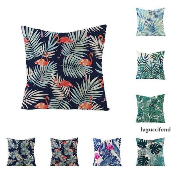 

tropical plant leaf summer linen throw pillow car office pillow cushion cover green leaves bedroom sofa home decor pillowcase