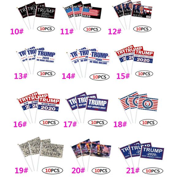 

american flag trump hand flag with flagpole 14*21cm trump campaign election banner flag 10pcs/set hh9-3127