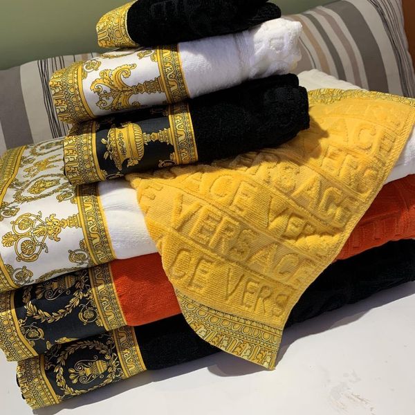 

luxury bath towels designer signage brand square beach towel and bath towel 3 pieces 1 set 100% cotton material for holiday gift 2020