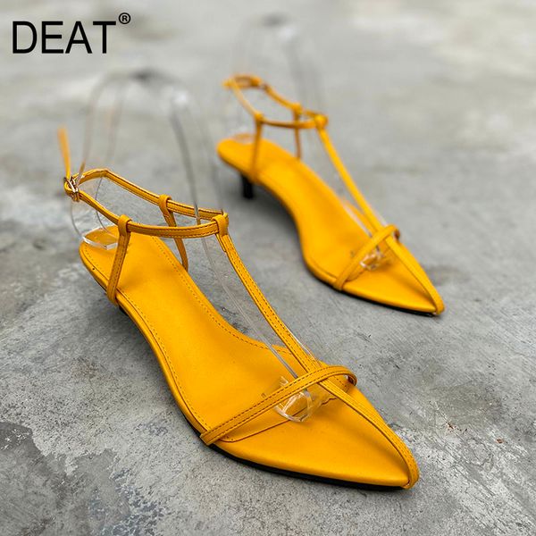 

deat] 2020 new spring summer pointed toe shallow buckle strap narrow band pu leather sandals women shoes fashion tide 10f792, Black