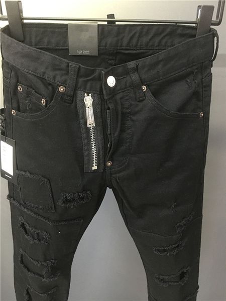 

2020 mens designer jeans distressed ripped biker zipper jeans slim fit motorcycle biker denim jean mens jeans, Blue