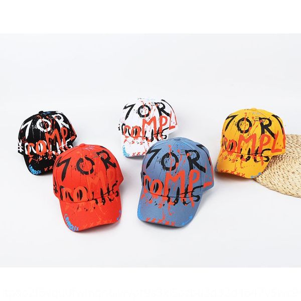 

new men's baseball hat summer korean cartoon girl graffiti letter cap children's outdoor all-match baseball cap, Blue;gray