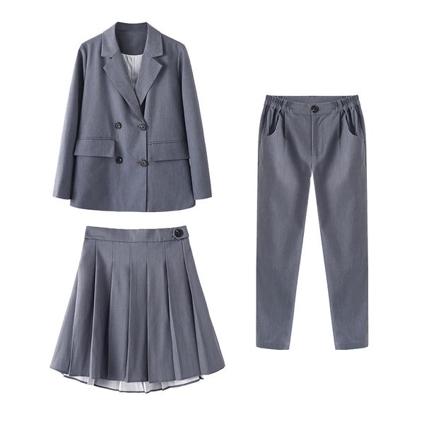 

fashion women's suit pants casual elegant office business wear 2020 autumn and winter new loose ladies jackets pleated skirt, White;black