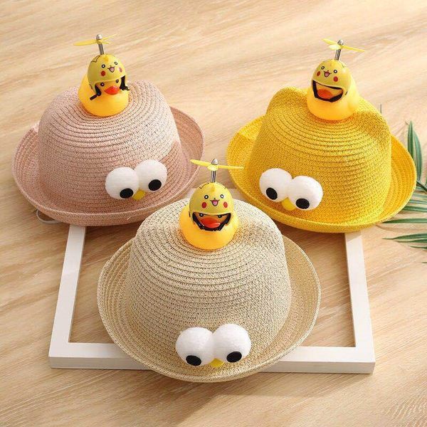 

tiktok tiktok sun small yellow duck children's hat new children's sun hat, Blue;gray