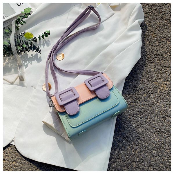 

contrast color small leather crossbody bags for women messenger bag casual female summer handbags lady mini flap travel tote new
