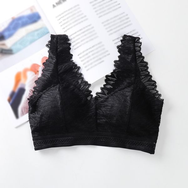 

bras women deep v lingerie lace bra bralette backless female floral brassiere intimates soft underwear 5colors, Red;black
