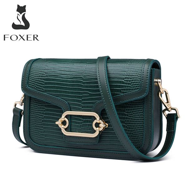 

foxer genuine leather ladies small cross-body casual female mini shoulder messenger bag alligator simple women alligator flap
