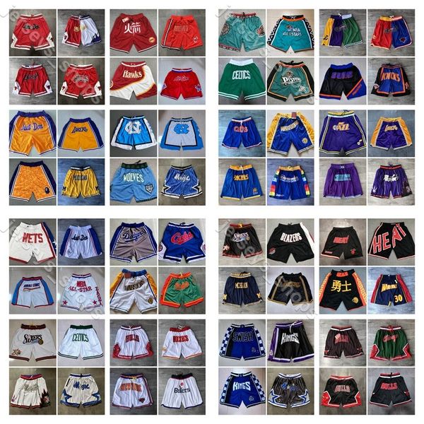 

men basketball just don pocket shorts hip-hop all city team name year id tags mitchell & ness sports breathable sweatpants big face, Black;red