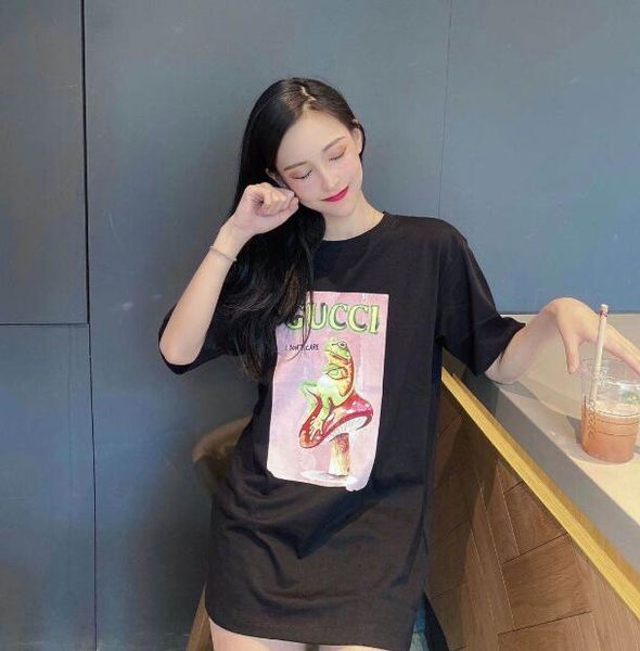

summer new fashion printed bear pure cotton t-shirt for men and women lovers loose large size short sleeves, White