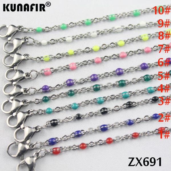 

10pcs-20pcs 1.5mm cross chain with colors environmental protection resin stainless steel necklace women fashion jewelry zx691, Silver
