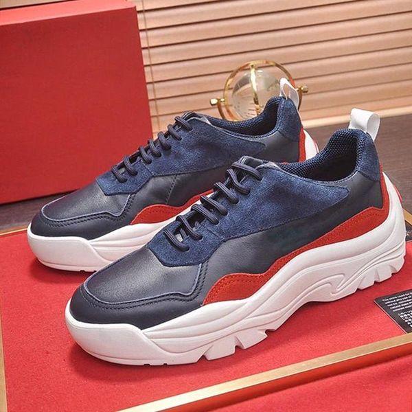 

breathable men 's shoes fast delivery lightweight comfortable chunky sneakers lace -up sports casual mens shoes gumboy calfskin sneake, Black