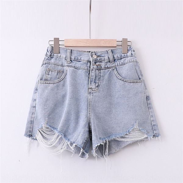 

3vipo лето модно все-матч рваные джинсовые шорты 200кг жира мм корейский стиль высокой талии похудение a- линии шириной ноги горячие узкие б, Blue