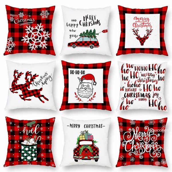 

16 styles christmas pillow case plaid merry christmas cushion covers xmas tree deer santa clause cushion home party decorative gift hh9-2501