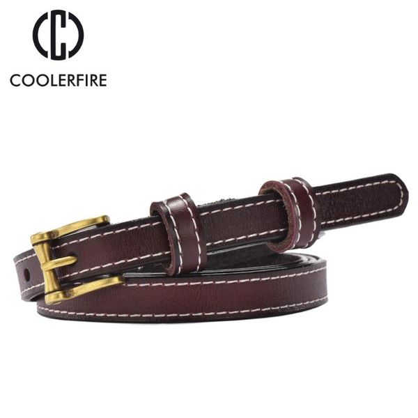 

skinny thin belt for women dress all mathched fashion genuine leather women's belt fashion 2020 belts wh007, Black;brown