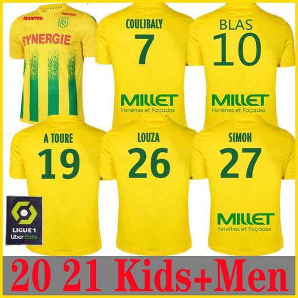 

men + kids 20 21 fc nantes soccer jersey maillot de foot kit 2020 2021 simon louza a toure blas coco coulibaly football shirts, Black;yellow