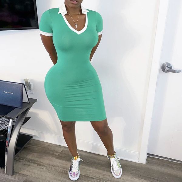 

women dresses fashion striped panelled lapel neck polo dresses casual narural color dresses women designer clothes, Black;gray