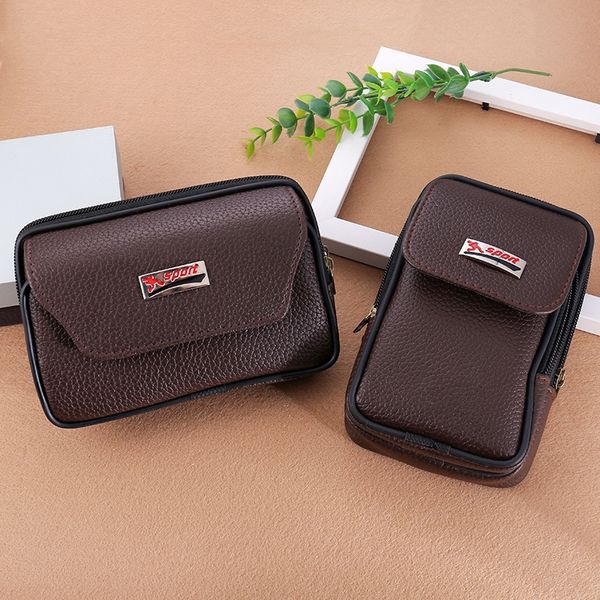 

mmelz men's sports litchi pattern wearing belt middle-aged and elderly construction site mobile phone bag mobile phone bag coin purse h