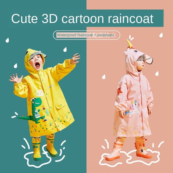 

kmaup children's raincoat boys rain gear cloak and girls primary and middle school children's cloak baby poncho kindergarten dinos, Red;brown