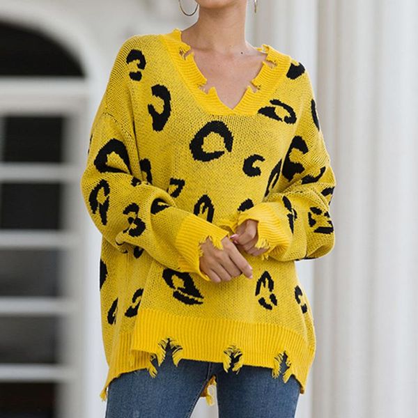 

calofe winter 2020 leopard print long pullovers sweaters for women boho loose jumper pull femme long sleeve knitted sweater, White;black
