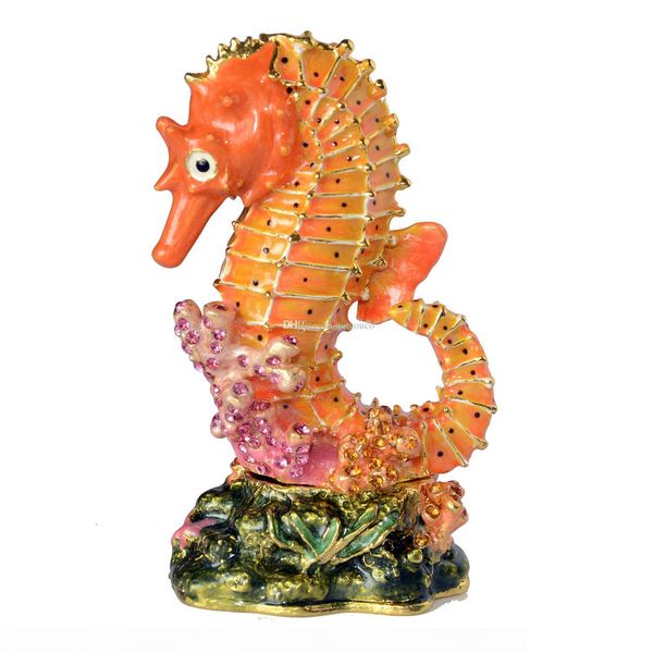 

эмалированный pewter кристалл bejeweled конек аксессуар коробка ювелирных изделий для ожерелья кольцо контейнер nautical home decor животных, Black;white