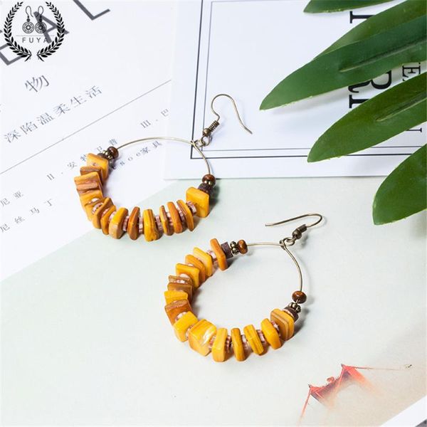 

new arrive yellow green red long hollow big round circle drop earrings fashion natural shell beads earring accessories jewelery, Silver