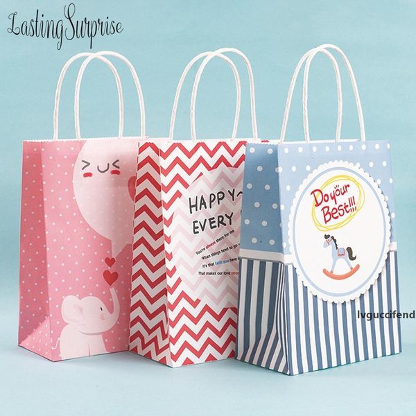 

paper candy box bags with handles kraft paper gift bag popcorn box baby shower wedding decor birthday party supplies 3pcs/lot