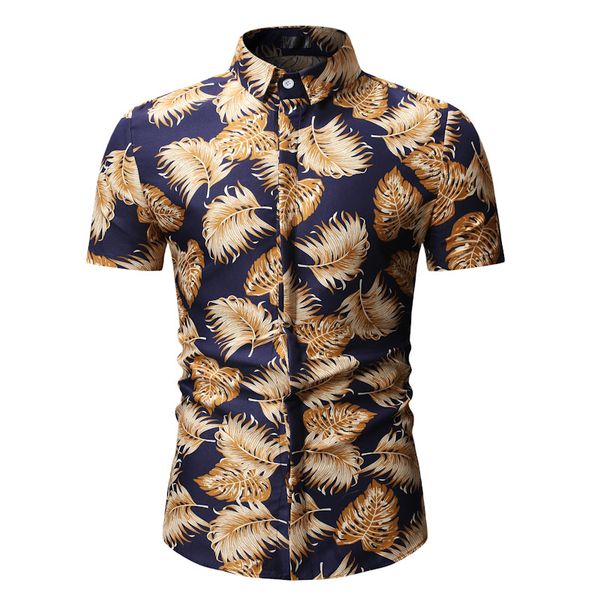 

men's brand new creative personality fashion business casual short sleeve printed shirt hawaii shirt men shirts white, White;black