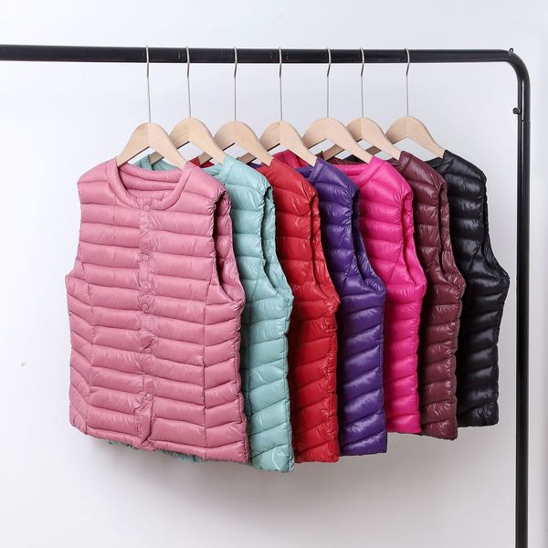 

women's down cotton waistcoat middle-aged elderly light short vest vest mom's winter light and thin wear inside and outside, Black;white