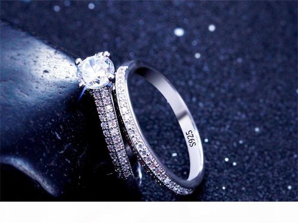 

l sona cz diamant engagement rings set real 925 sterling silver rings for women band wedding rings promise bridal jewelry jzr131, Slivery;golden