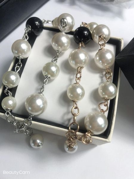 

new style pearl alloy bracelet with box hand ornaments bangle fashion accessories gold and silver mixed for counter gifts 2pcs/lot, Black