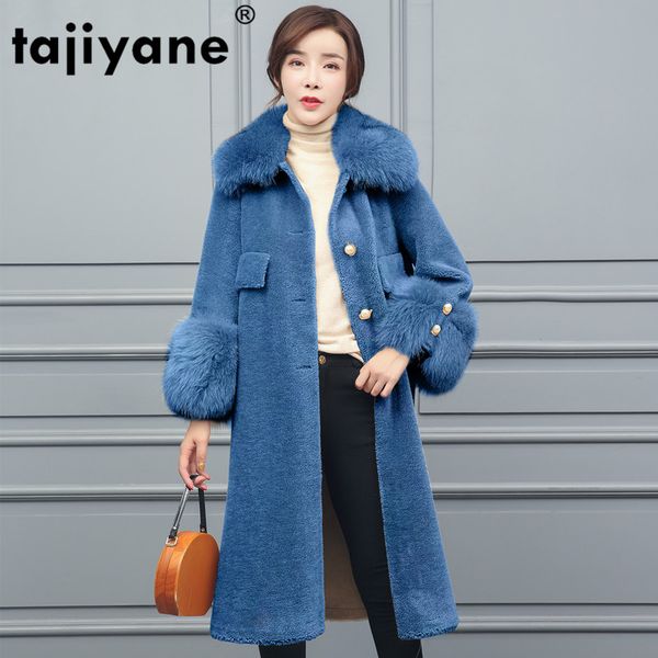 

autumn winter coat women clothes 2020 fur collar wool jacket real fur coat sheep shearling korean suede lining zt3664, Black