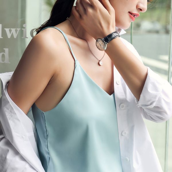 

korean silk women satin v neck tank elegant woman sleeveless plus size office lady solid camis, White