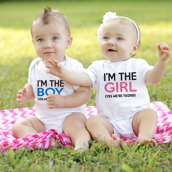

twin coming home outfit boy girl funny twin onesiesnewborn twin outfits baby gift im the boy im the girl yes were twins, Blue