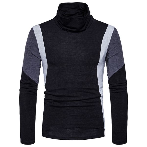 

men's sweaters cotton turtleneck pullover autumn winter warm patchwork long sleeve spacious clothes knitted casual hombre sweater, White;black