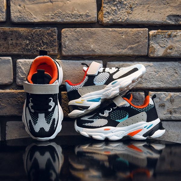 

baby sneakers baby korean style flying woven daddy shoes children's boy sneakers 2020 new children's shoes breathable, Black