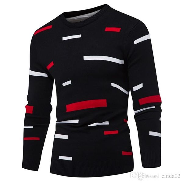 

crew neck new sweater men pullover printed winter knitted sweaters men clothing long sleeve sweaters 4 colors, White;black