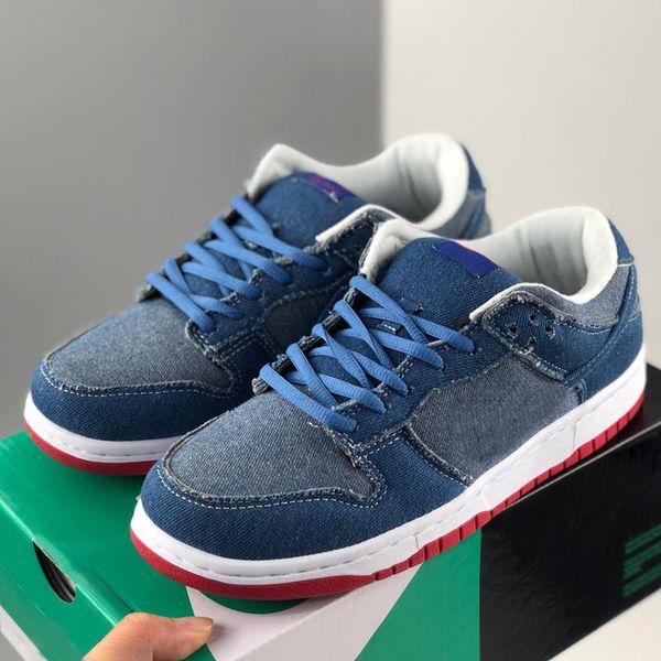 

new sb dunk graffiti street trend casual shoes dunk sb denim blue skateboard shoes men women stitching sport running sneaker chaussures