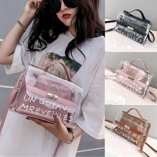 

bags for women 2020 clear transparent pvc bag jelly shoulder bag beach letter candy women crossbody sac femme