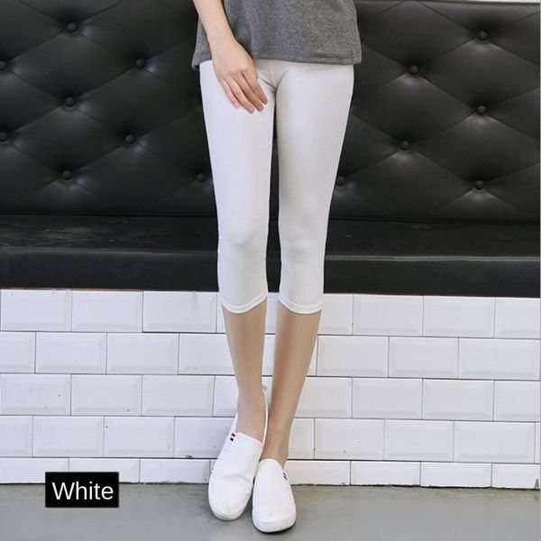 

gkgfe summer ice silk thin cropped glossy high waist large size super large stretch tight leggings tight pants slimming leggings stretch pan, Black