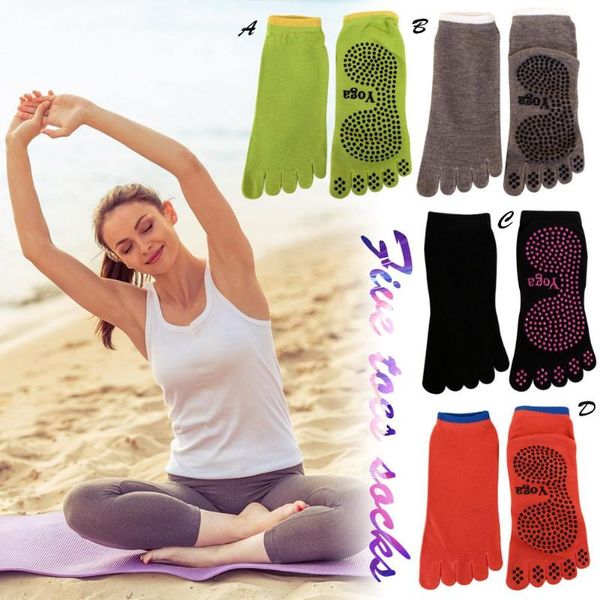 

sports socks women anti-slip yoga fingers fitness pilates gym five toe sport cotton colourful elastic winter, Black