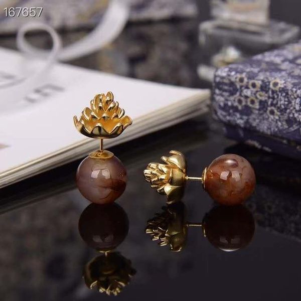 

coffee pearl earrings are popular in europe and america, Slivery;golden