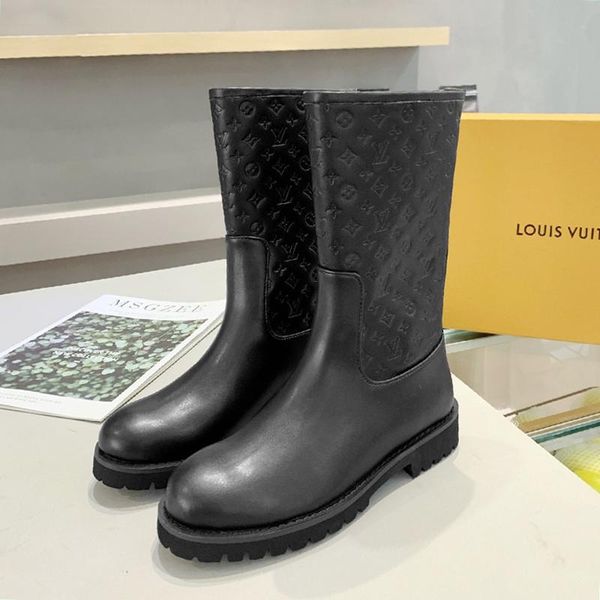 

drops flat half boot womens shoes outdoor walking vintage leather shoes low heel half boot fashion women shoes with origin box, Black