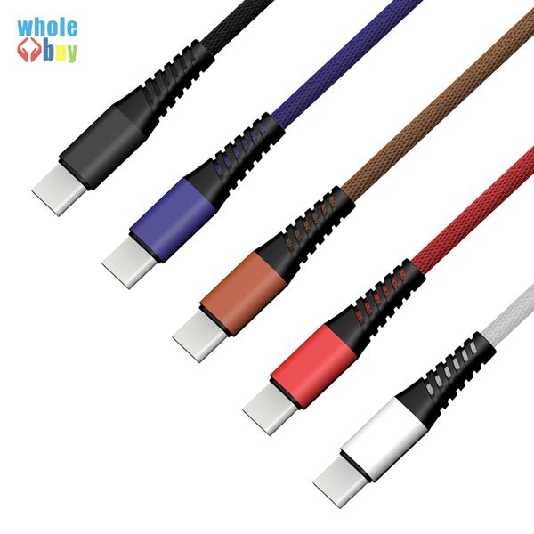 

1m micro/type c usb cable anti break cloth woven nylon braided fast charging cable data sync transfer cord weaving silky wire whole price