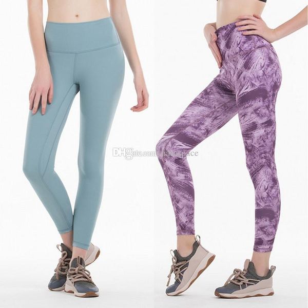 

lu-32 solid color women yoga pants high waist designer leggings gym clothes womens pants workout leggings lady elastic dancing bodysuit, Black