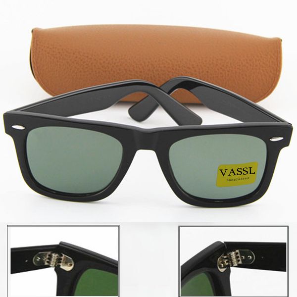 

plank classic black metal hinge frame sunglasses fashion women sunglass 50mm glass lens with brown box, White;black